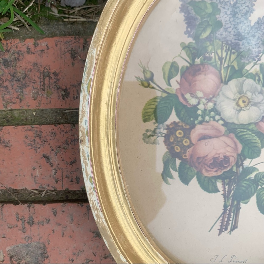Vintage Framed Oval Botanical Print by Jean Louis (J.L.) Prevost Cottagecore Art - Picture 13 of 16